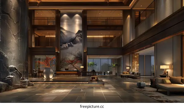 Modern Chinese Style Hotel Lobby Interior Design