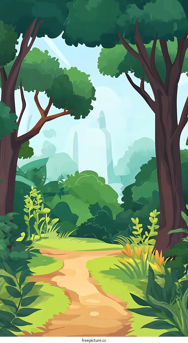 Green Forest Path Illustration