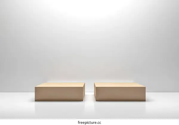 Empty Light Wooden Display Podiums