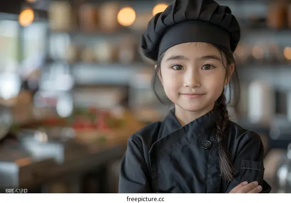little girl in chef uniform