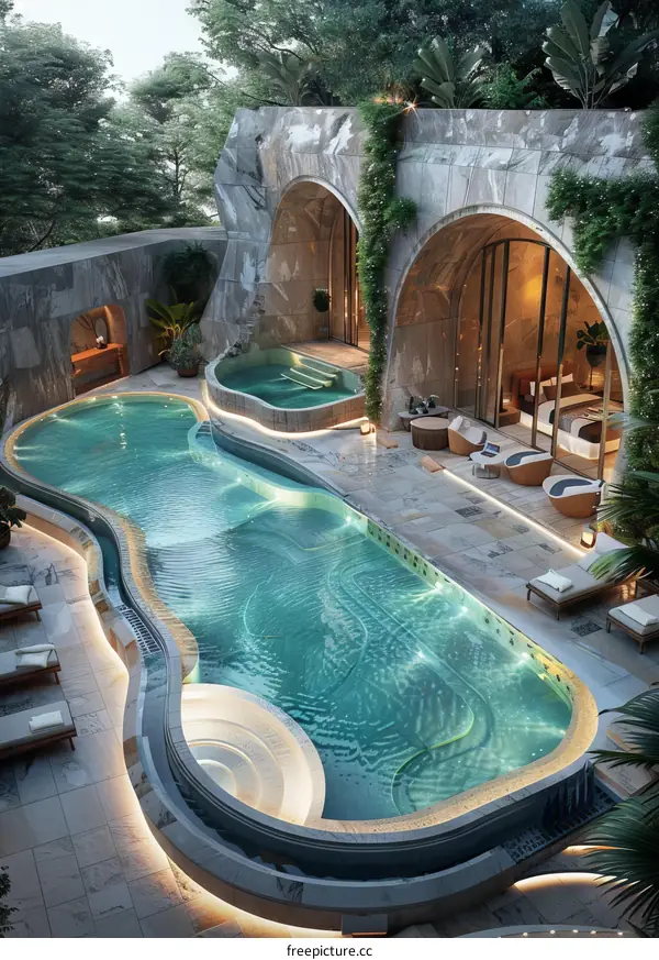 Luxurious Tropical Swimming Pool Design