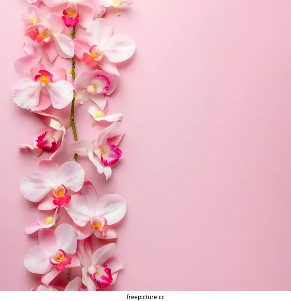 Pink Orchid Flowers on Pink Background