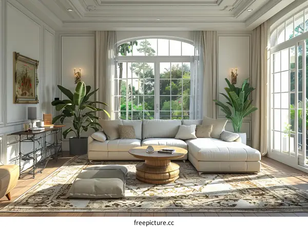 Bright and Airy Living Room with Greenery