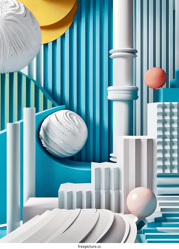 Abstract Geometric Shapes With Blue and White Colors