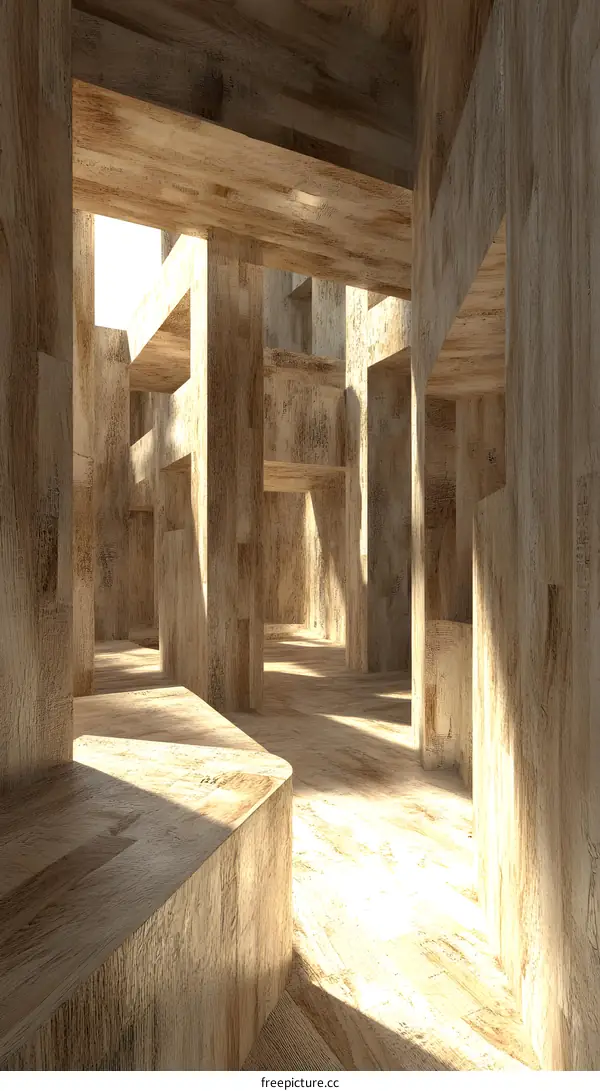 Wooden Architecture Abstract Minimalist Interior Design
