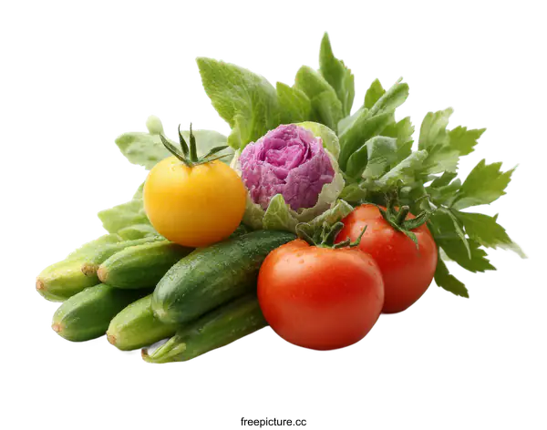 [Transparent Background PNG]Fresh Assorted Vegetables and Fruits Composition