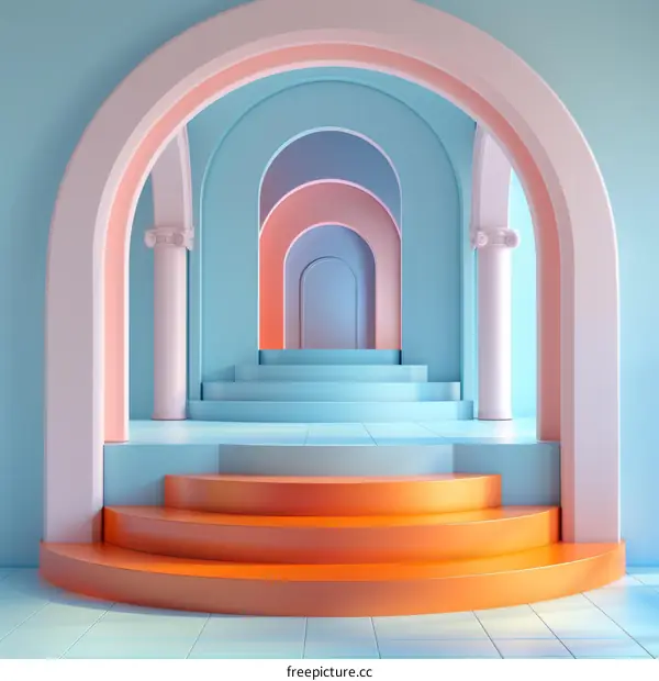 Pastel Archway Architectural Illustration