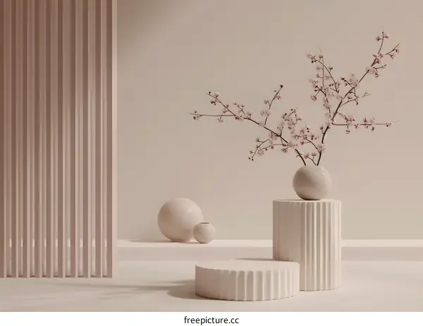 Minimalist Design with White and Pink Flowers