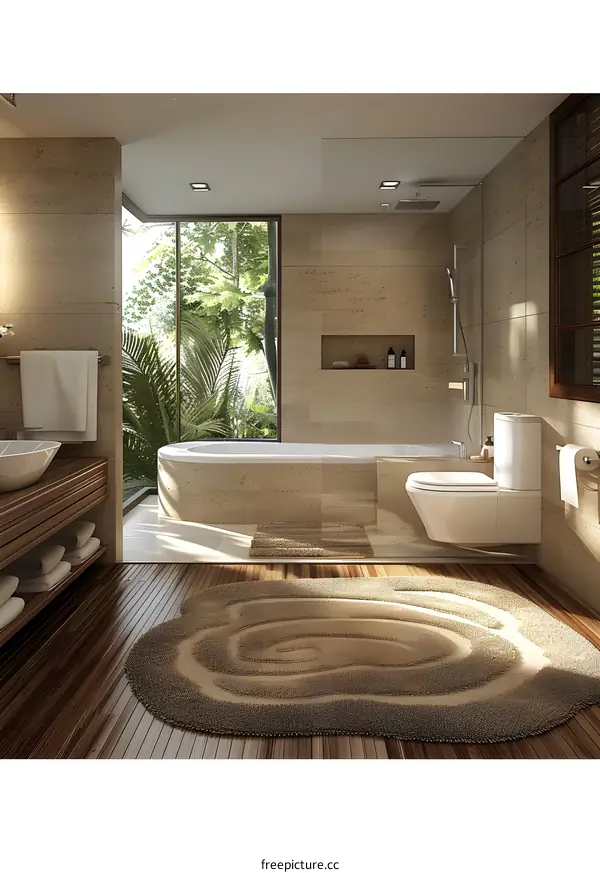 Bathroom interior with natural elements