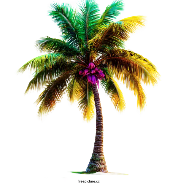 [Transparent Background PNG]Vibrant Tropical Palm Tree Illustration