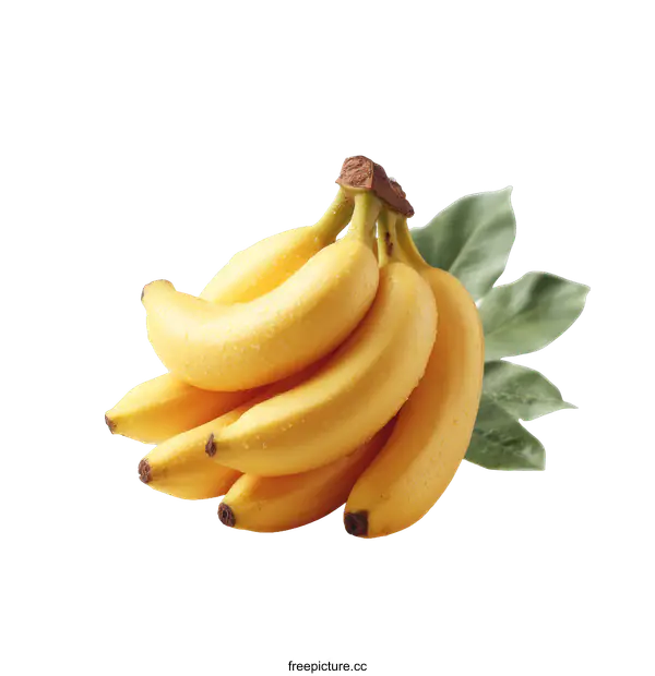 [Transparent Background PNG]Fresh Bunch of Bananas with Leaves