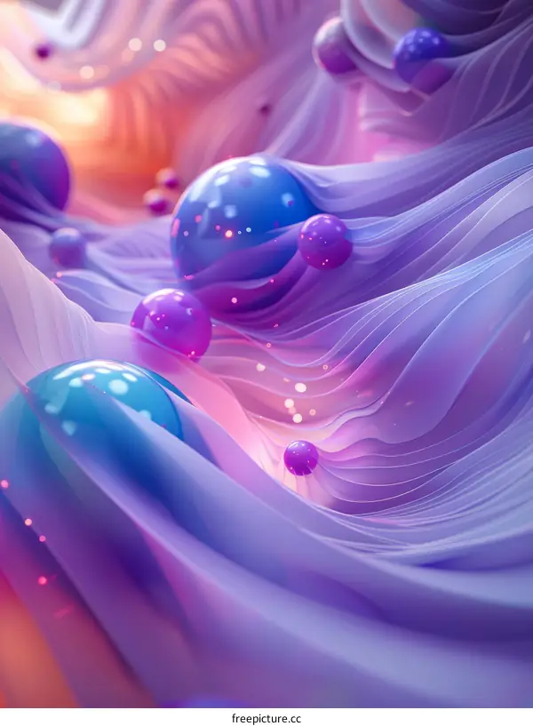 Abstract Colorful 3D Shapes and Spheres Rendering