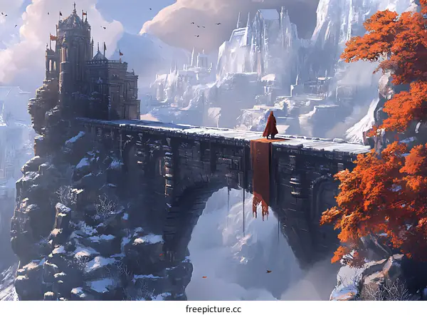 Fantasy Landscape With Castle and Bridge