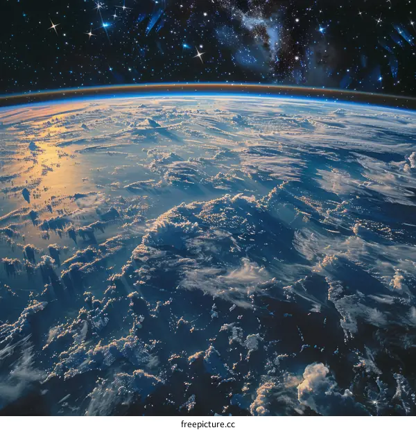 Earth from space showing the curvature of the Earth and the atmosphere