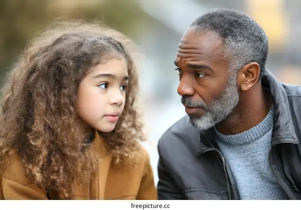 Two People Talking Outdoors in Autumn