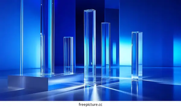 Abstract Blue Crystal Geometric Shapes