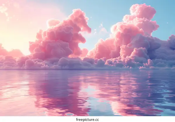 Pink clouds over the ocean