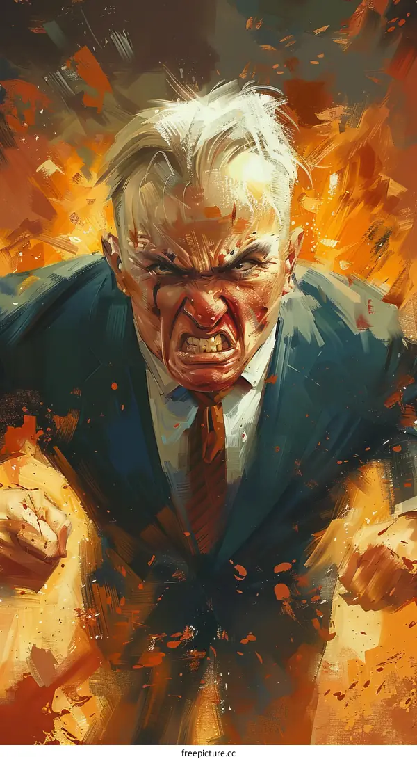 Portrait of an angry man in a suit