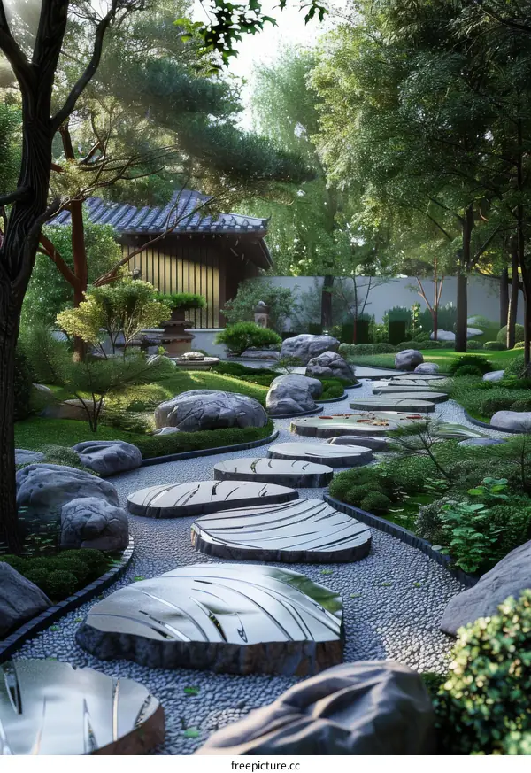 Zen Garden with Rock Pathway