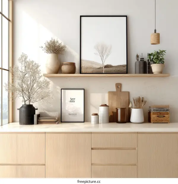 Modern Minimalist Kitchen Decor with Artwork
