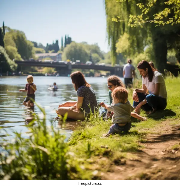 Family day out at the river