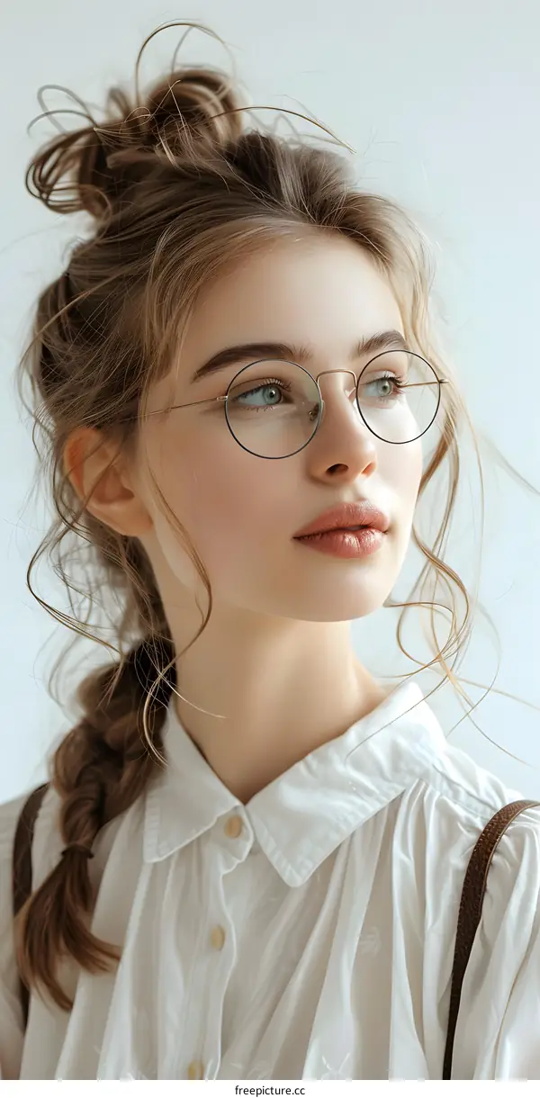 portrait of a beautiful young woman with glasses