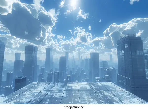 Futuristic Cityscape Elevated View