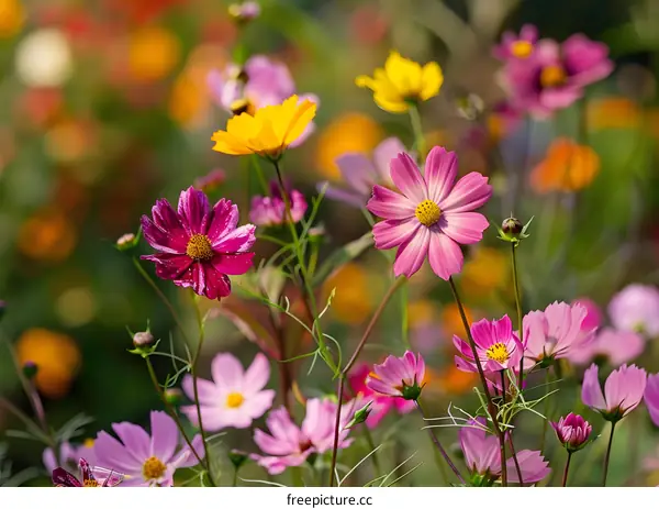 Colorful Cosmos Flowers in Bloom