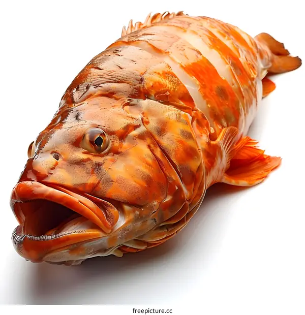 Fresh Orange Fish on White Background