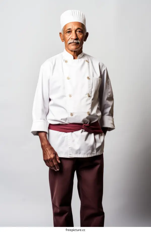 Portrait of a male chef in a white uniform