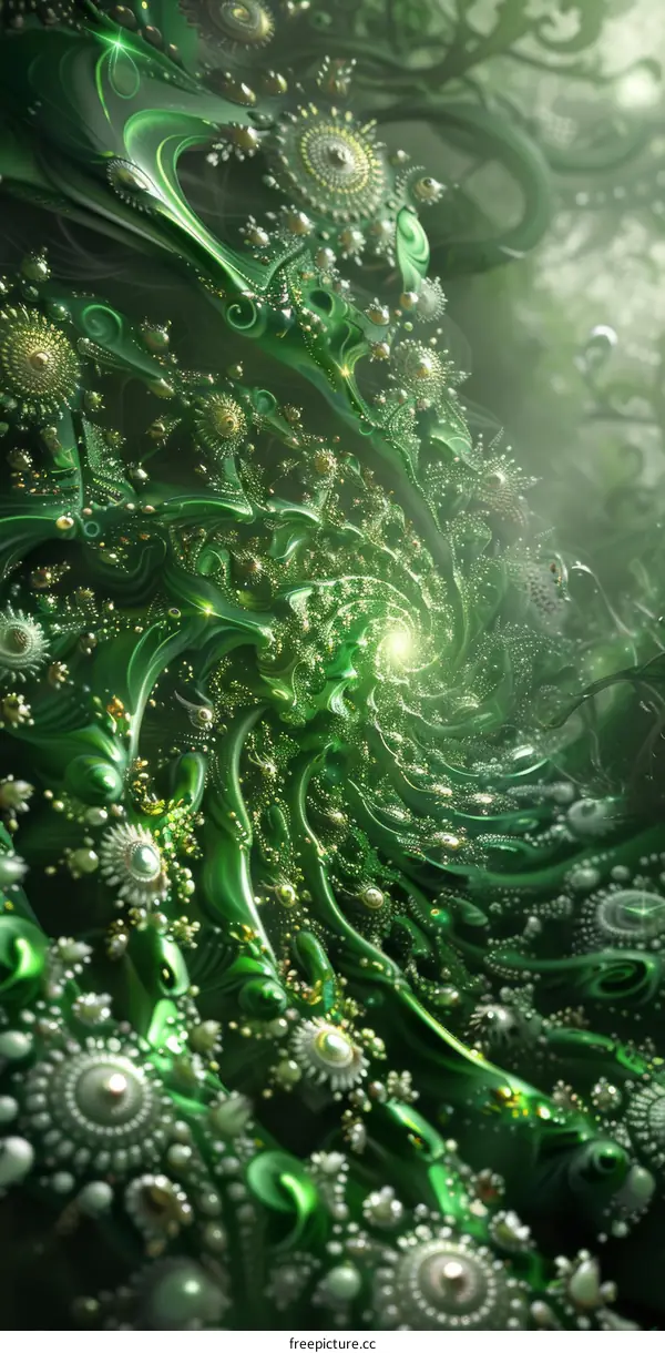Abstract Green Floral Fractal Design