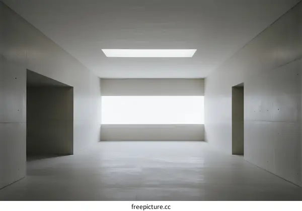 Minimalist white empty room with natural light from windows