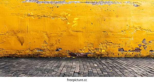 Yellow Brick Wall with Painted Texture