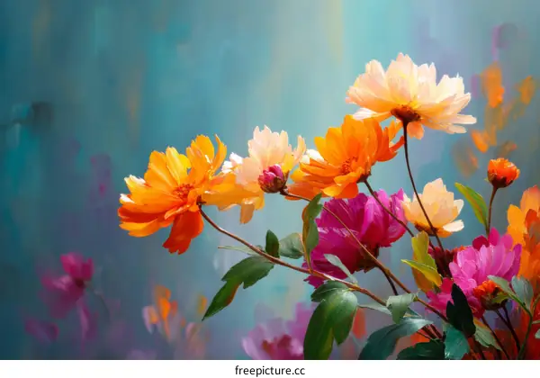 Vibrant Flowers in Artistic Style