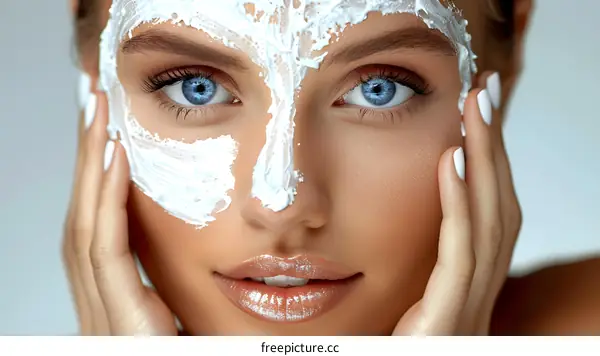Woman with facial mask beauty portrait