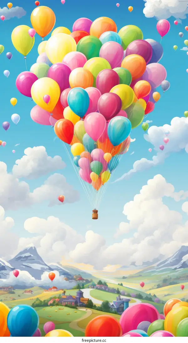 Colorful hot air balloons floating in the sky