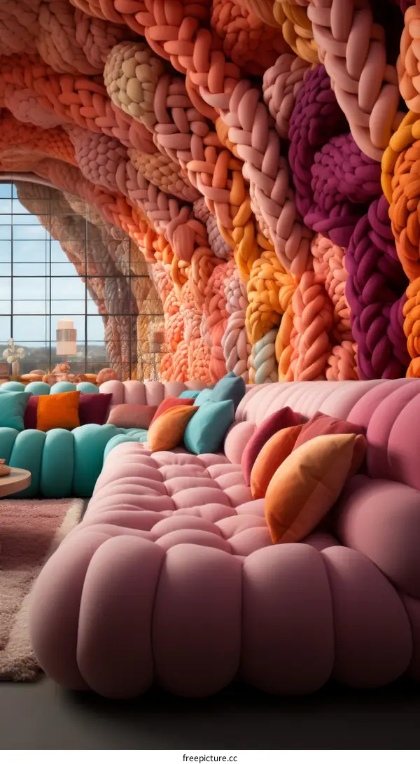 Colorful yarn interior design