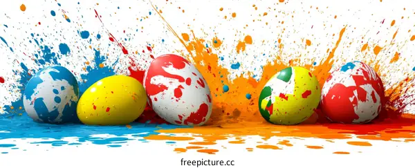 Colorful Easter Eggs with Paint Splatter