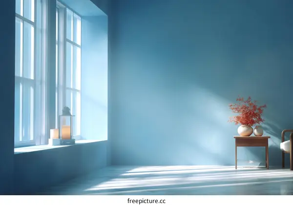Peaceful Blue Room Interior Design Illustration