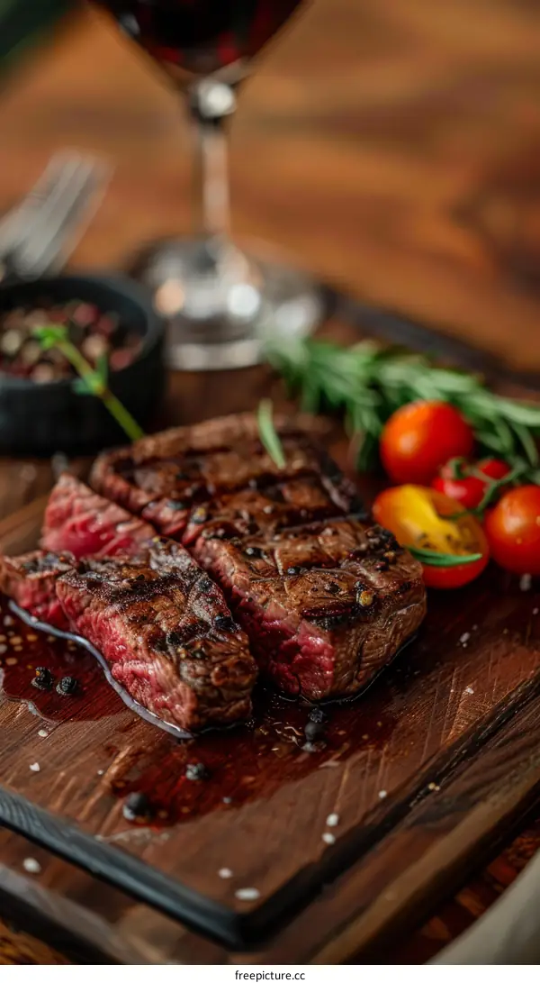 Grilled Beef Steak with Rosemary and Tomatoes