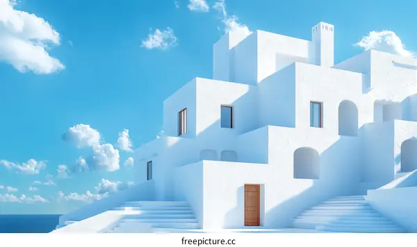 Modern White Architecture Against a Blue Sky