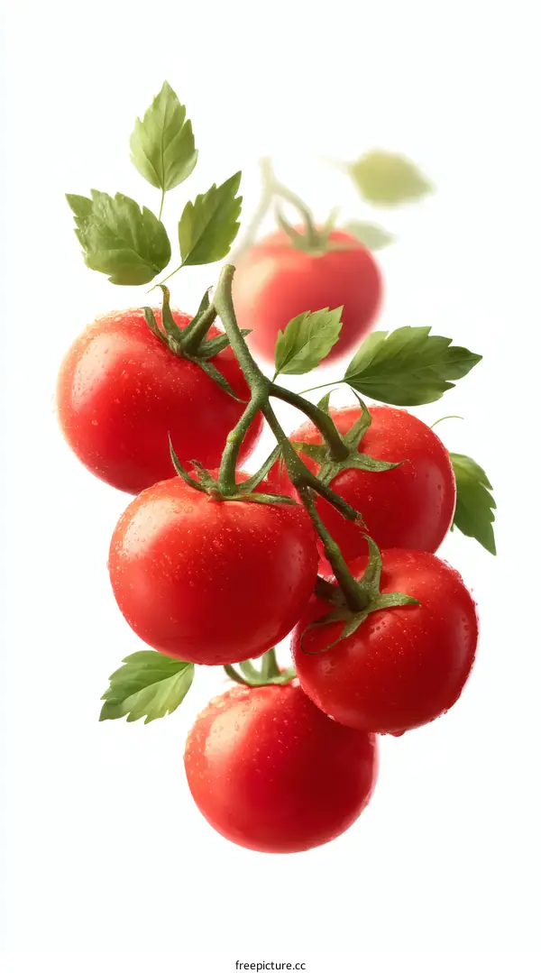 Fresh Tomatoes Cluster on Branch
