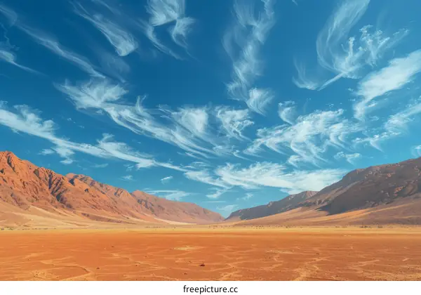 Cirrus Clouds over Desert Landscape