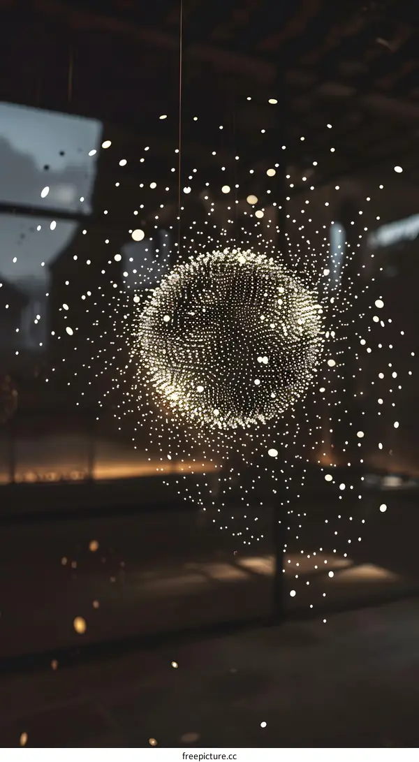 Abstract Sphere of Light Hanging from Ceiling