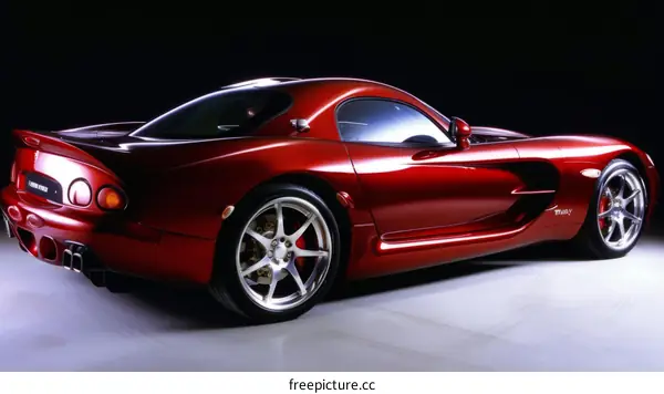 A red sports car with a black background