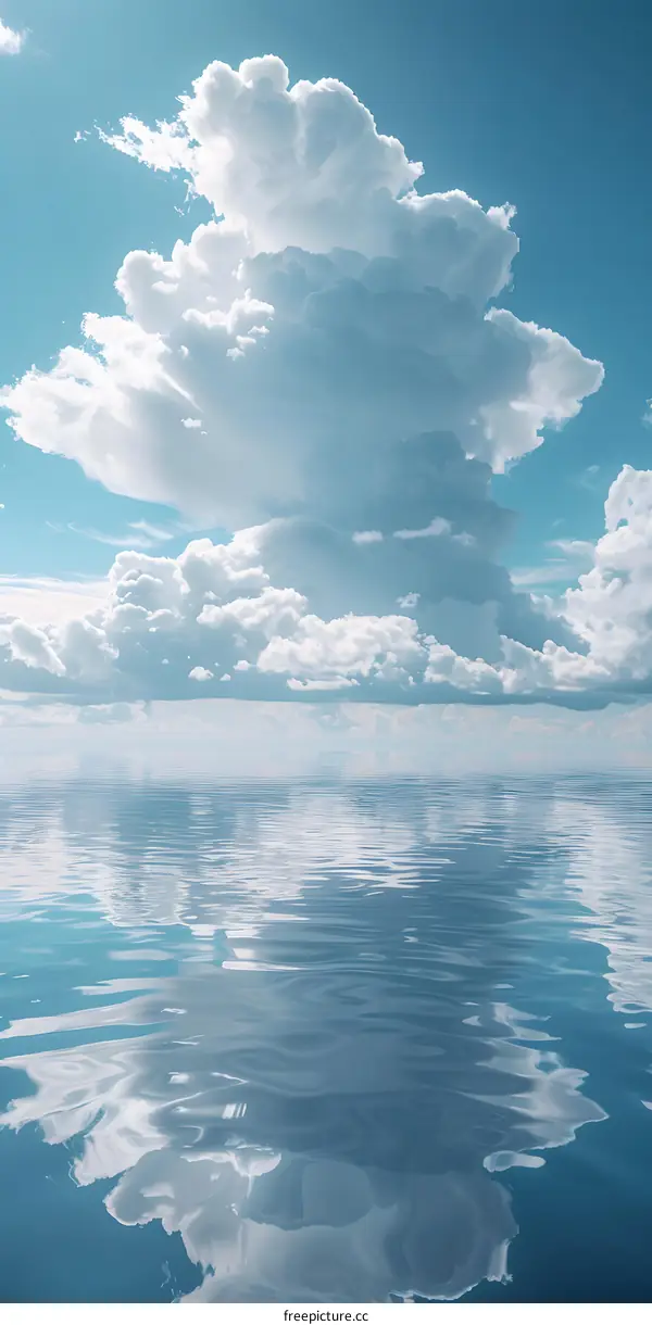 Cumulus cloud over calm sea