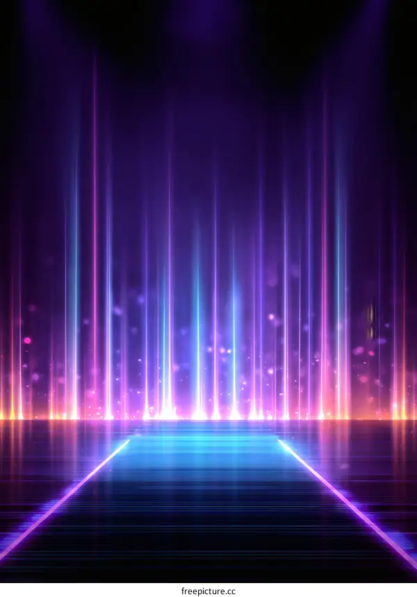 Abstract Neon Light Stage Background