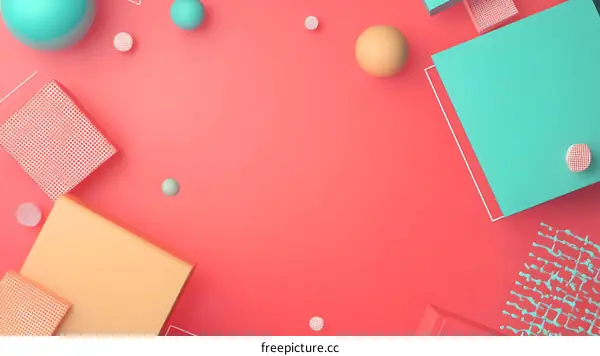 Abstract 3D Geometric Shapes Red Background