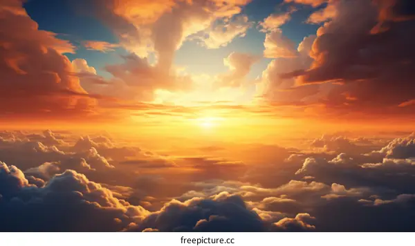 above the cloudscape during sunset