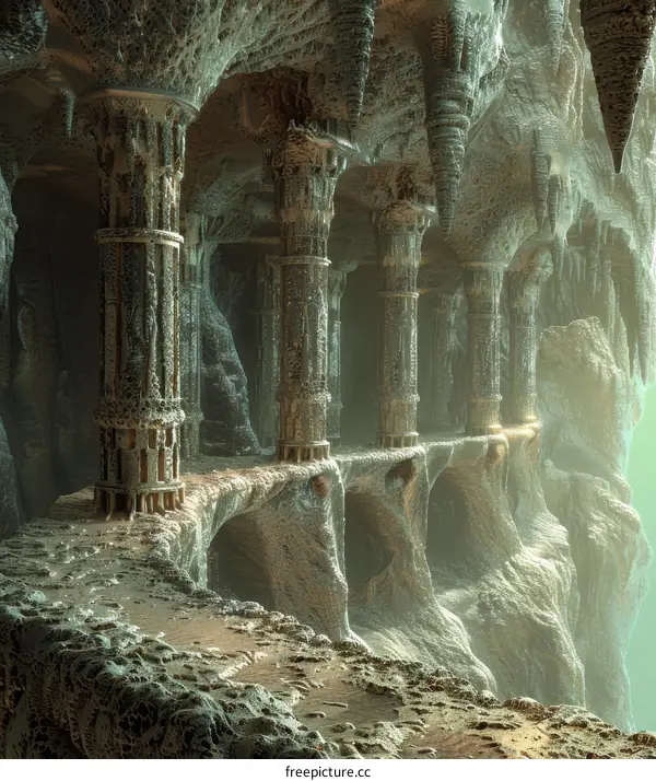 Alien Cave Temple in Fantasy World